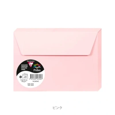 Image of Clairefontaine Ref 5656C Pollen Adhesive Envelopes (Pack of 20) C6 Sized, 120gsm Paper, Printer Compatible, Acid Free, Strip for Easy Seal Pink