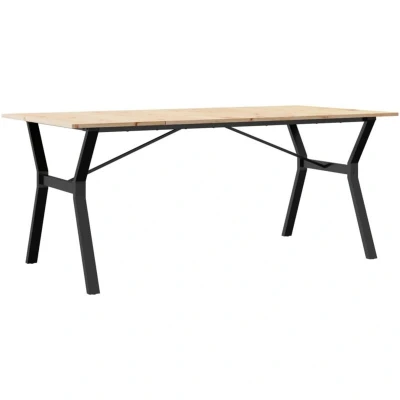 Image of vidaXL Dining Table Y Frame 180x90x75 cm Solid Wood Pine and Steel