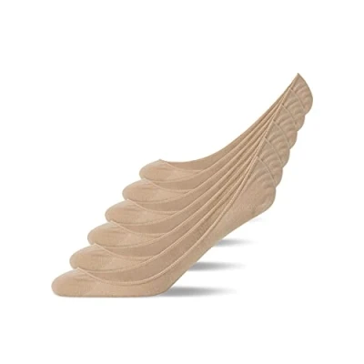 Image of Snocks 6 Pairs of Ultra Low Cut No Show Socks Women: Non Slip Invisible Made Out Cotton Multiple Colours Available