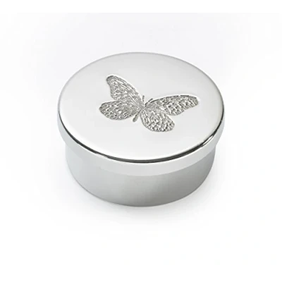 Image of Wentworth Pewter Small Butterfly Round Trinket Box, Pill Gift diameter:50mmH:25mm