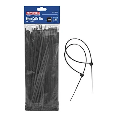 Image of Faithfull CT250B 250 X 4.8mm Cable Ties (Pack of 100) Black