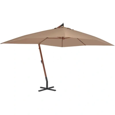 Image of vidaXL Cantilever Garden Parasol with Wooden Pole 400x300 cm Taupe