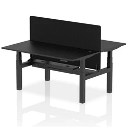 Image of Air B2B 1600x800mm Adjustable 2P Bench Desk CP Black/Black + Screen