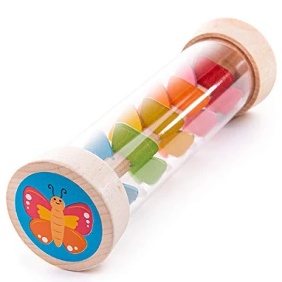 Image of Bigjigs Toys Garden Rainmaker Wooden Rainbow Rain Maker, Baby &amp; Toddler Musical Instrument, Shakers Rattles, Kids Music Gifts, Age 0 Months +