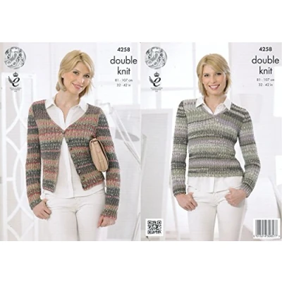 Image of King Cole Ladies Double Knitting Pattern Womens V Neck Cardigan &amp; Sweater Drifter DK (4258)