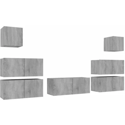 Image of vidaXL 7 Piece TV Cabinet Set Grey Sonoma Engineered Wood