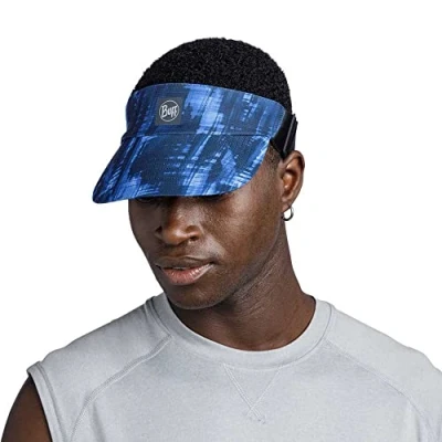 Image of Buff Adults Solid Go Elasticated Adjustable Running Cap Visor Attel Blue SM