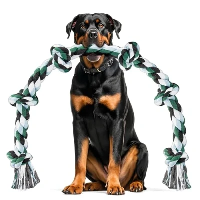 Image of Ycozy XXL Dog Toy Indestructible 100 cm Rope with 6 Knots Dental Health and Teeth Cleaning Types for Medium Large Dogs Aggressive Chewers