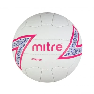 Image of Mitre Shooter Match Netball Great Grip Durable Design, White/Cabaret/Purp/Blk, 5