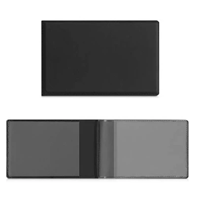 Image of kwmobile Synthetic Leather ID Card Holder Folding Wallet for Credit, Personal Identification and Driver&#039;s License Black