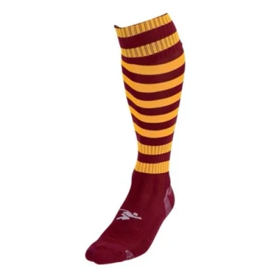 Image of 2022 Precision Hooped Pro Football Socks Adult (7 11) (Maroon/Amber)