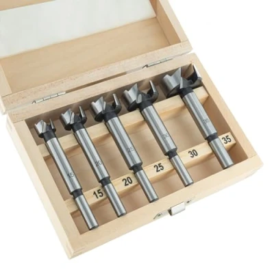 Image of ENT 25100 5 Piece Forstner Router bit Set Ø 15, 20, 25, 30, 35mm, Made of Tool Steel, for Easy Drilling Blind Holes in softwood, DIY Wood Drill Set, knothole bits