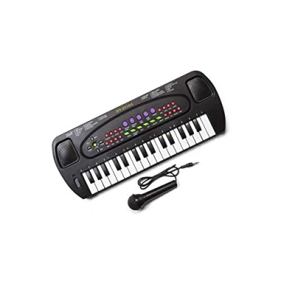 Image of Tobar Electronic Keyboard and Karaoke Microphone Set, Black