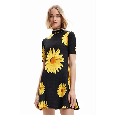 Image of Desigual Margarita Christian Lacroix Black Floral Bodycon Dress 23SWVK48