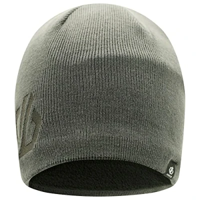 Image of Dare2B Men&#039;s Rethink Embroidered Beanie Hat with Fleece Lining, Perfect for Skiing, Snowboarding &amp; Wintersports Ebony Grey
