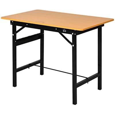 Image of HOMCOM 100 cm Foldable Garage Work Bench, Craft Table MDF Workstation, Heavy duty Steel Frame with Ruler, Protractor