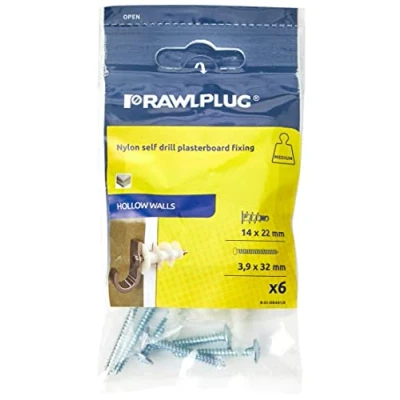 Image of Rawlplug 07 005 Nylon Selfdrill Plasterboard Fixing (Pack of 6)
