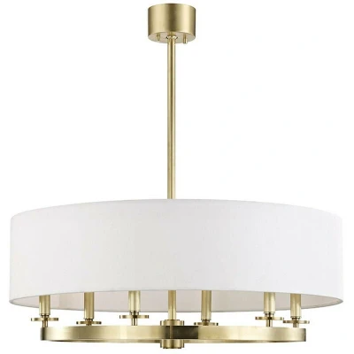 Image of Durham 6 Light Pendant Brass, Linen
