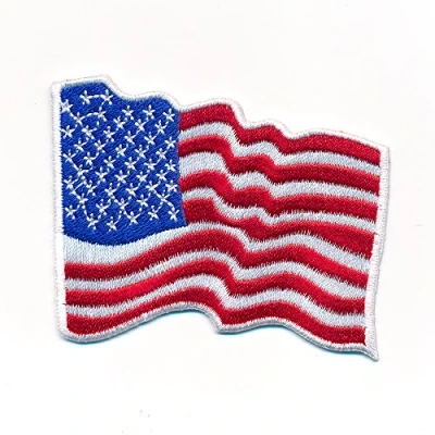 Image of hegibaer 40 x 30 mm Waving USA Flag America Sew On / Iron Patch 1085 A