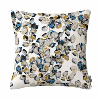 Image of GSRONY Leaves Throw Pillow Covers Blue Gold Watercolor with Leaf Colorful Abstract Cushion Case Home Decor Pillowcase 18x18 Inches