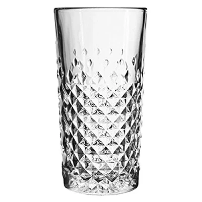 Image of Carats Hiball Glasses 14oz / 400ml Set of 4 Vintage Cut Glass Highball Cocktail Tumblers