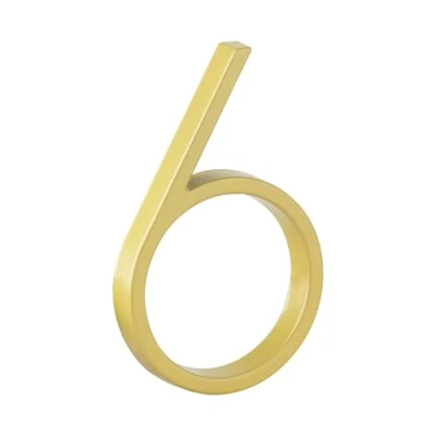 Image of HASWARE Floating House Number Sign: 5 inch Modern Door Signage Striking for Street Home Address Numerals (6, Golden)