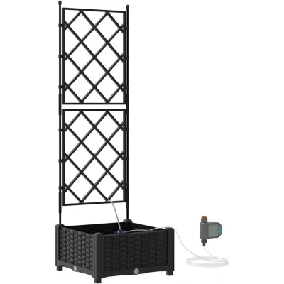 Image of vidaXL Garden Planters with Water Irrigation System Black