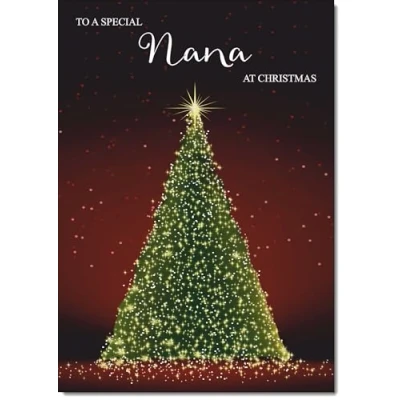 Image of doodlecards Nana Christmas Card Green Tree Medium Size for with Plain Envelope