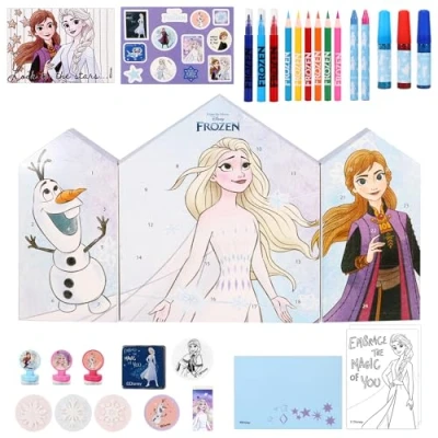 Image of Disney Frozen Xmas Advent Calendar Creative Art &amp; Craft Stationery Set Kids Children Christmas Countdown Fun