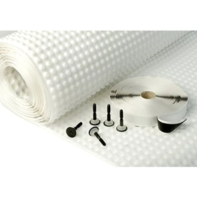 Image of BBA Approved Basement Cellar TANKING Cavity Drain Membrane Damp Proof KIT 2M X 20M (40M2) with 100 Brick Plugs Seals, ROLL Double Sided Tape &amp; Free 10MM SDS Drill BIT