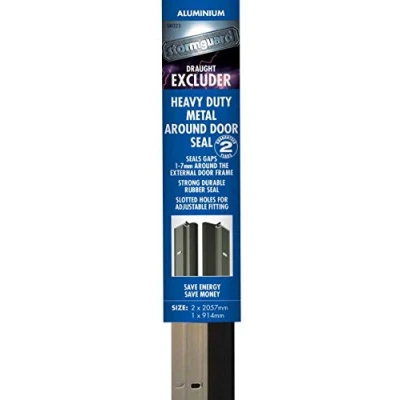 Image of Heavy Duty Aluminium Silver brush around door seal draught excluder weather proofing by Stormguard. 4 x1028 mm and 1 x 914 mm, enough for one single opening