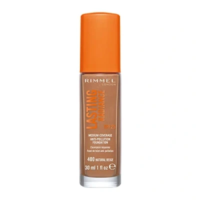Image of Rimmel London Lasting Radiance Anti Pollution Foundation, 400 Natural Beige, 30ml