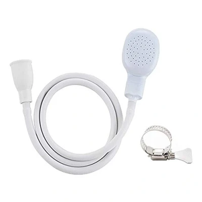 Image of Juliyeh 2Pcs Pet Showerhead Single Tap Hand Held Shower Sprayer for Bathtub Faucet Bathing Sink Dog Head Spray Hose Connector White