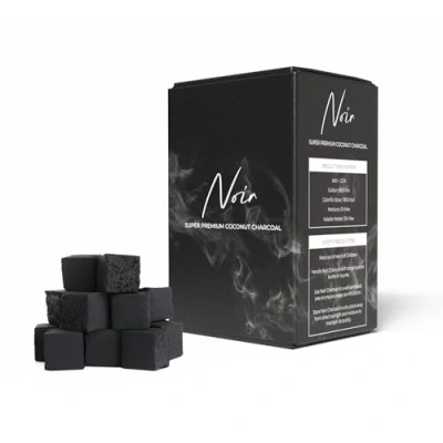 Image of Noir Shisha Charcoal 25mm Cubes Super Premium Natural Hookah coal 72 Pieces, Chemical Free, Coconut Shell, Long Lasting for Better Flavour, Low Ash, Fast Ignition, Odourless, 1KG