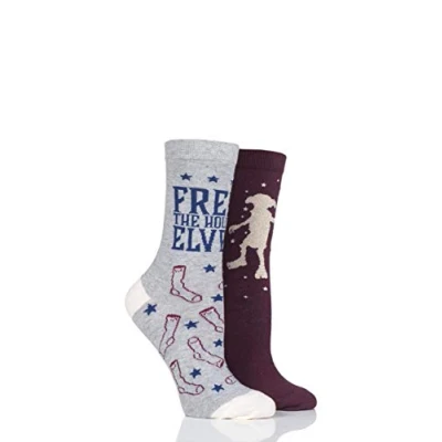 Image of 2 Pair Assorted Harry Potter Dobby is a Free Elf Cotton Socks Ladies 4 8 Film &amp; TV Characters