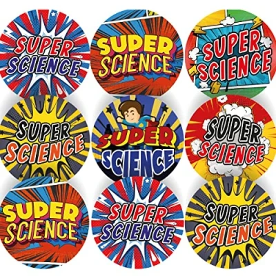 Image of 144 Superhero Science 30mm Glossy Reward Stickers for Teachers &amp; Parents