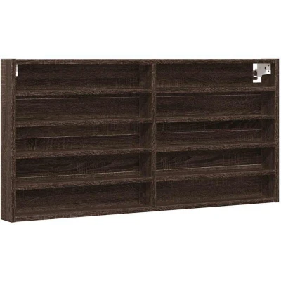 Image of vidaXL Vitrine Cabinet Brown Oak 100x8.5x50 cm Engineered Wood