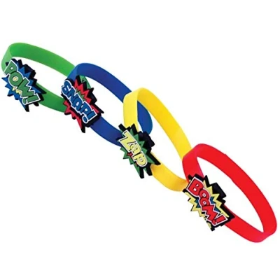 Image of 12 Superhero Rubber Bracelet Party Favours