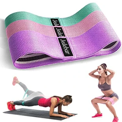 Image of Resistance Bands Non Slip Fabric Booty Bands, 3 Strengths Level Optional Fitness Loops for Glutes Hips Legs Yoga Pilates Exercise Physiotherapy and Recovery Workout