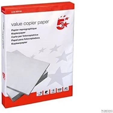 Image of 5 Star Value Copier Paper Multifunctional FSC Ream Wrapped A3 White [1000 Sheets]