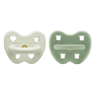 Image of HEVEA Natural Rubber Pacifier Round 3 36 Months Hygienic One Piece Design for Newborns to Toddlers, BPA Free, Soft &amp; Durable 2 Pack (Pine Meadow)