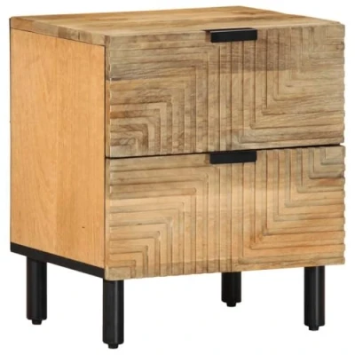 Image of vidaXL Bedside Cabinet/Nightstand/Brown Side Table Solid Mango Wood Bedroom/Living Room Decor 40x33x46 cm Metal Legs