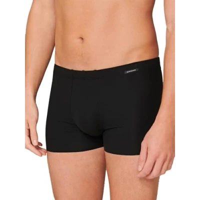 Image of Schiesser Men&#039;s Laser Cut Soft Boxer Shorts, Black, L