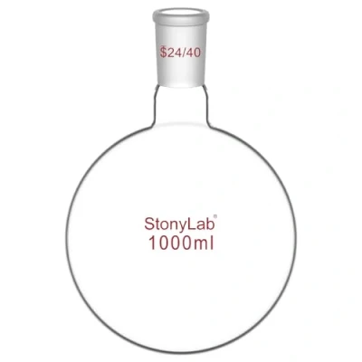 Image of StonyLab Glass 1000ml Short Neck Round Bottom Flask, Borosilicate Single Heavy Wall Flask RBF with 24/40 Standard Taper Outer Joint,