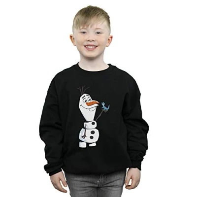 Image of Disney Boys Frozen 2 Olaf and Salamander Sweatshirt Black 3 4 Years