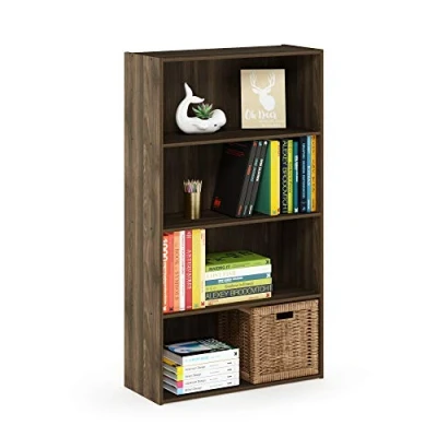 Image of Furinno Pasir 4 Tier Open Shelf, Columbia Walnut