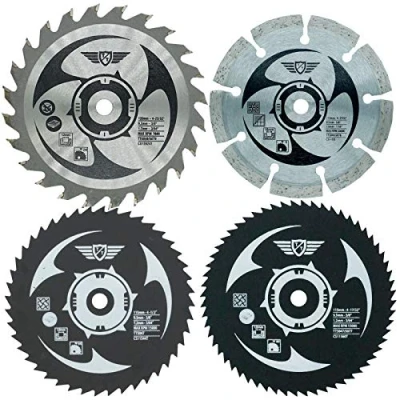 Image of 4 x Topstools CSK115_4 115mm 120mm 24T 44T 60T Diamond 9.5mm Bore HSS Saw Blades Compatible with Worx WorxSaw XL WX427 WX429 WX437 WX439 WX531 400W 700W