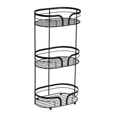 Image of Showerdrape Bathroom Storage Basket Free Standing 3 Tiered Tray Organiser For Toiletries, Shampoo Holder Accessories Black Shower Stand, Caddy Toilet Holder.