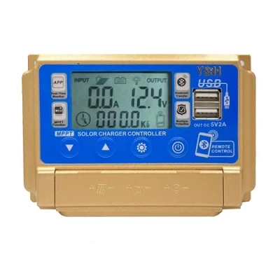 Image of Y&amp;H MPPT 30A Solar Charge Controller 12V 24V Panel Battery Charging Regulator with LCD Display,Dual USB,APP Communication,Charging Voltage Adjustable,fit for Lead acid GEL,FLD,Lithium