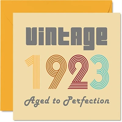 Image of 101st Birthday Cards for Men Women Vintage 1923 Aged To Perfection 101 Card Funny Her Him, 145mm x Best Friend Greeting Great Grandad Grandma Granny Nanny Nan